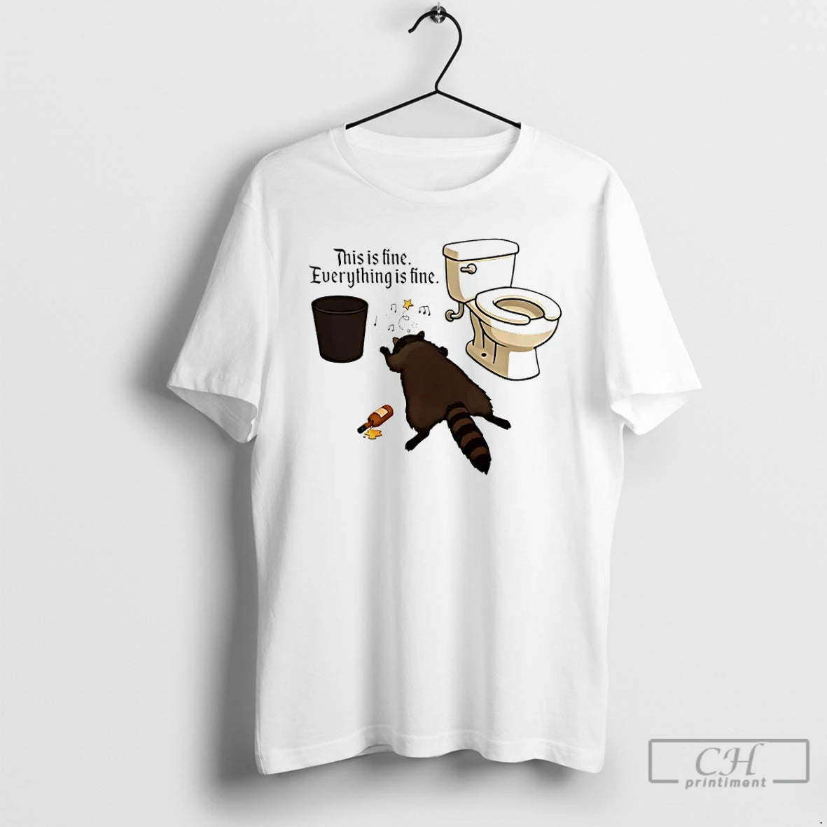 Premium Drunk Raccoon Bathroom Everything Is Fine T-Shirts, Hoodie, Sweatshirt | RetroVerseTees.com