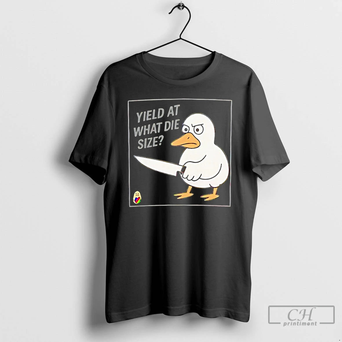 Premium Duck Holding A Knife Yield At What Die Size T-Shirts, Hoodie, Sweatshirt | RetroVerseTees.com