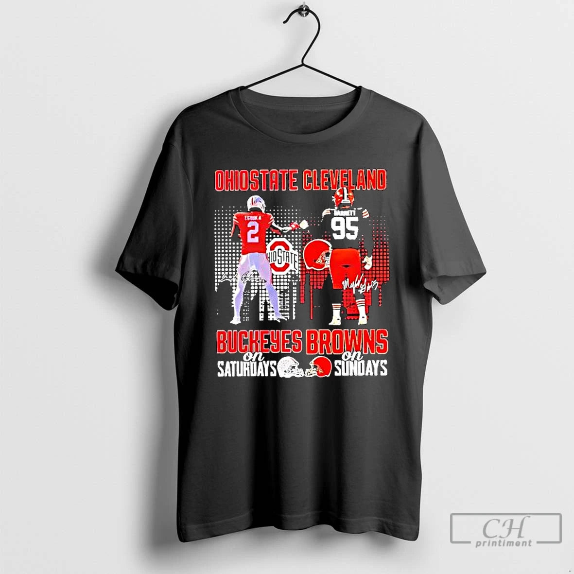 Premium Egbuka Garrett Buckeyes On Saturday Browns On Sundays T-Shirts, Hoodie, Sweatshirt | RetroVerseTees.com