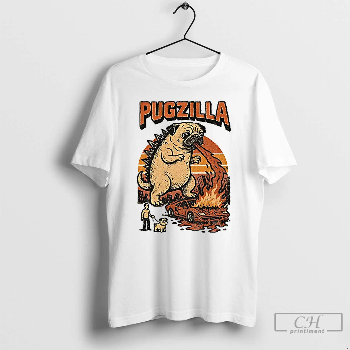 Premium Funny Pug Godzilla T-Shirts, Hoodie, Sweatshirt | RetroVerseTees.com