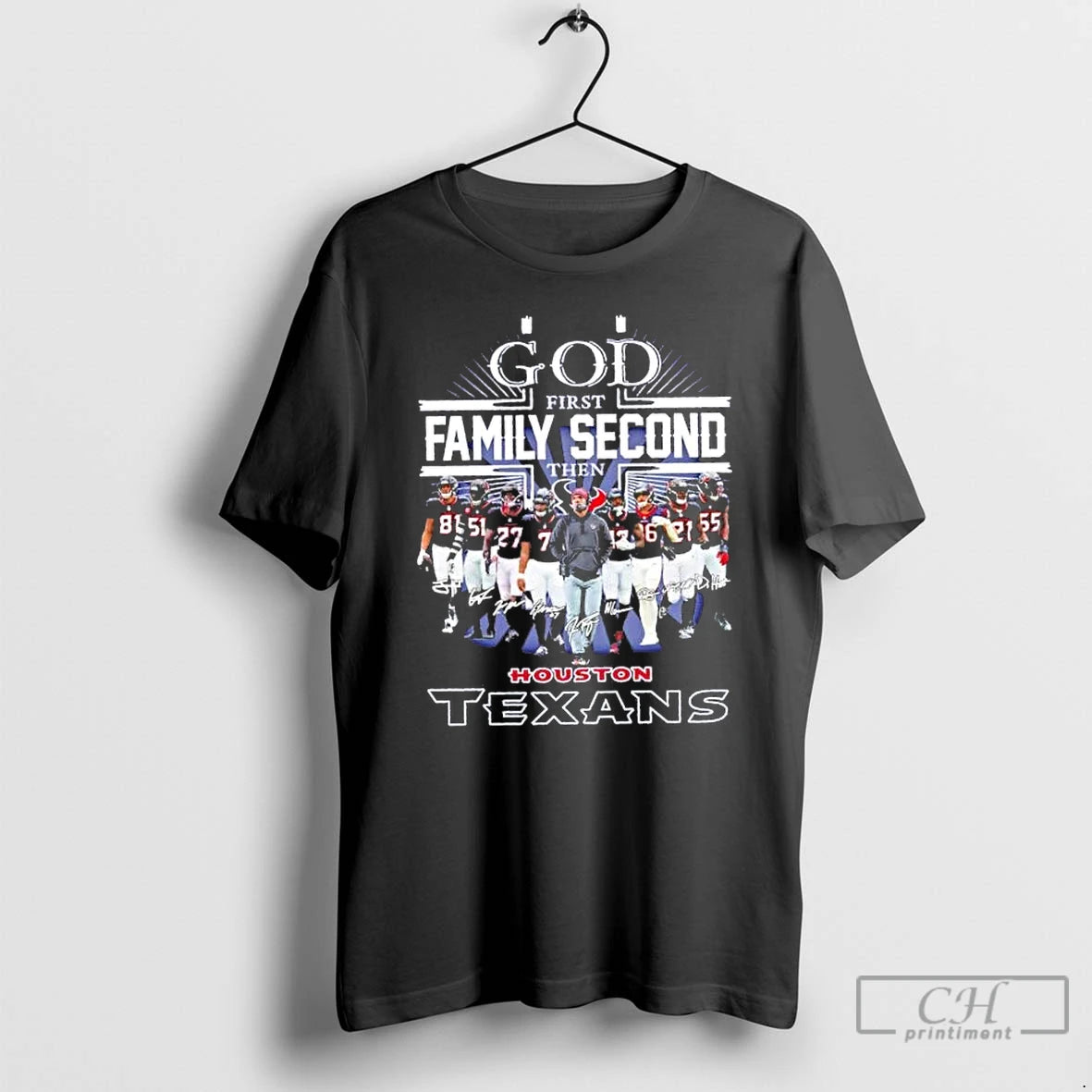 Premium God First Family Second Then Houston Texans Team Players T-Shirts, Hoodie, Sweatshirt | RetroVerseTees.com