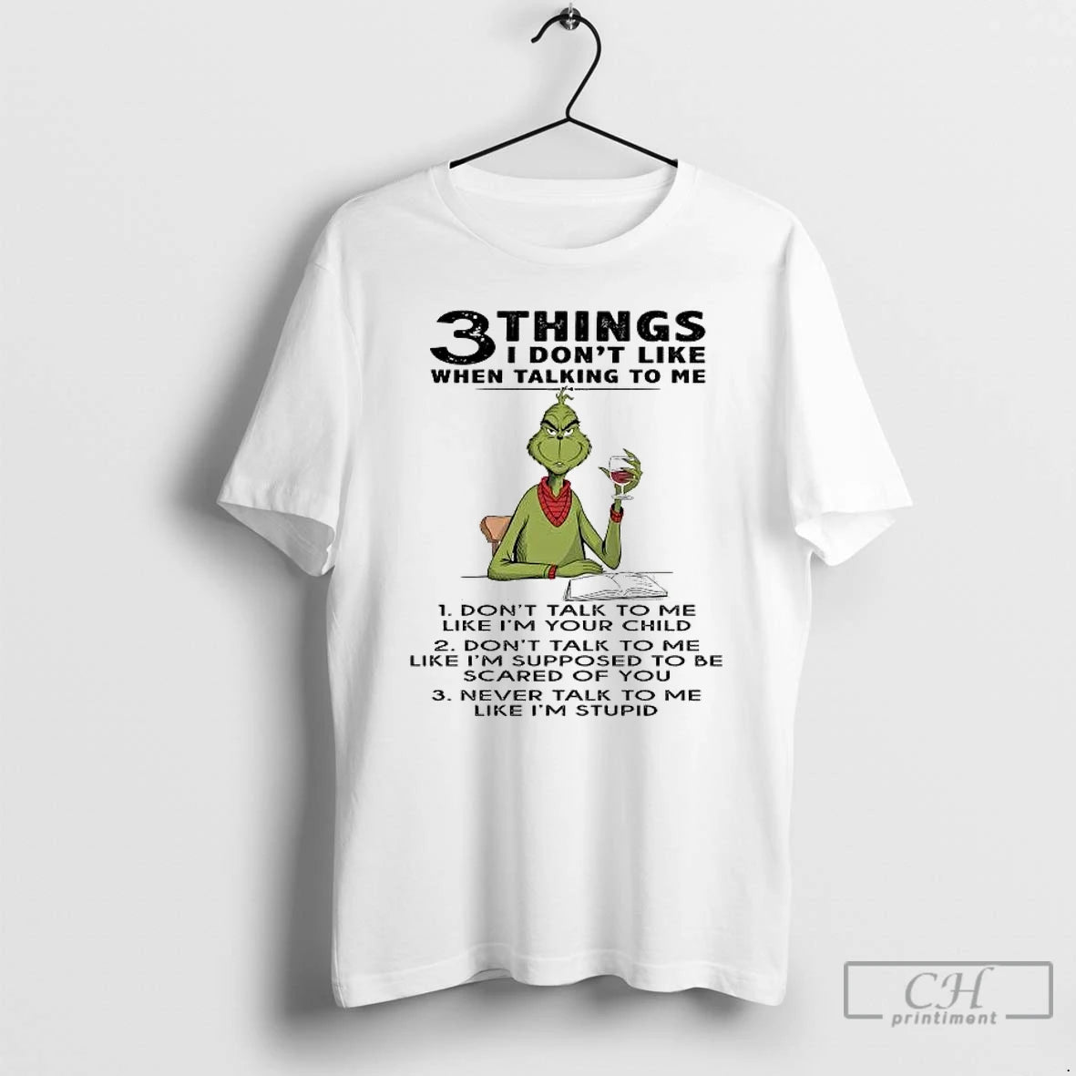 Premium Grinch 3 Things I Dont Like When Talking To Me T-Shirts, Hoodie, Sweatshirt | RetroVerseTees.com