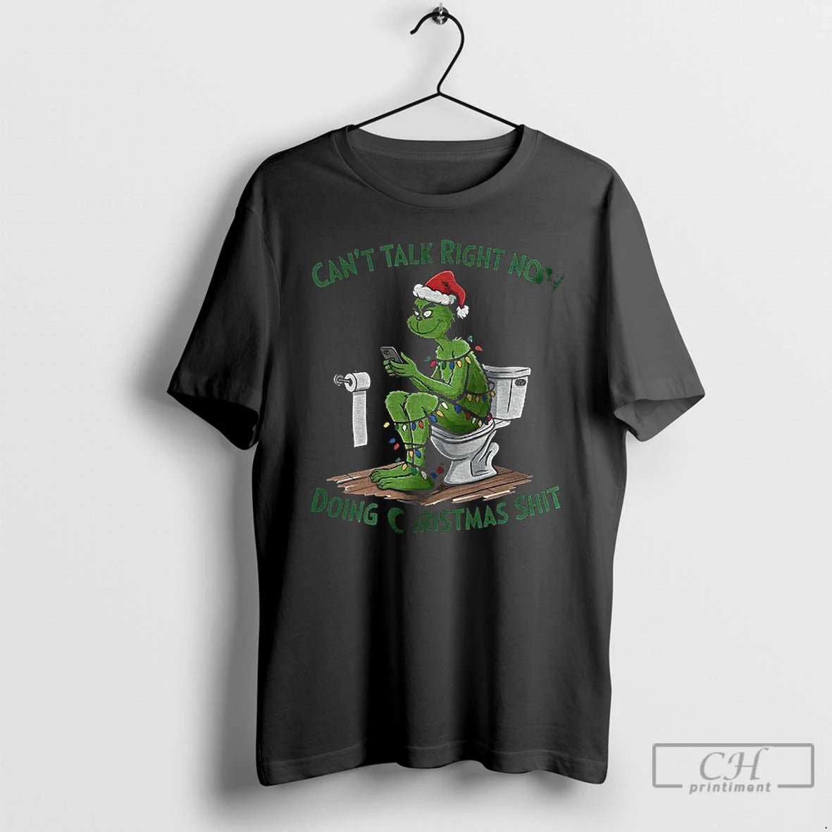 Premium Grinch Santa Hat Cant Talk Right Now Doing Christmas Shit T-Shirts, Hoodie, Sweatshirt | RetroVerseTees.com