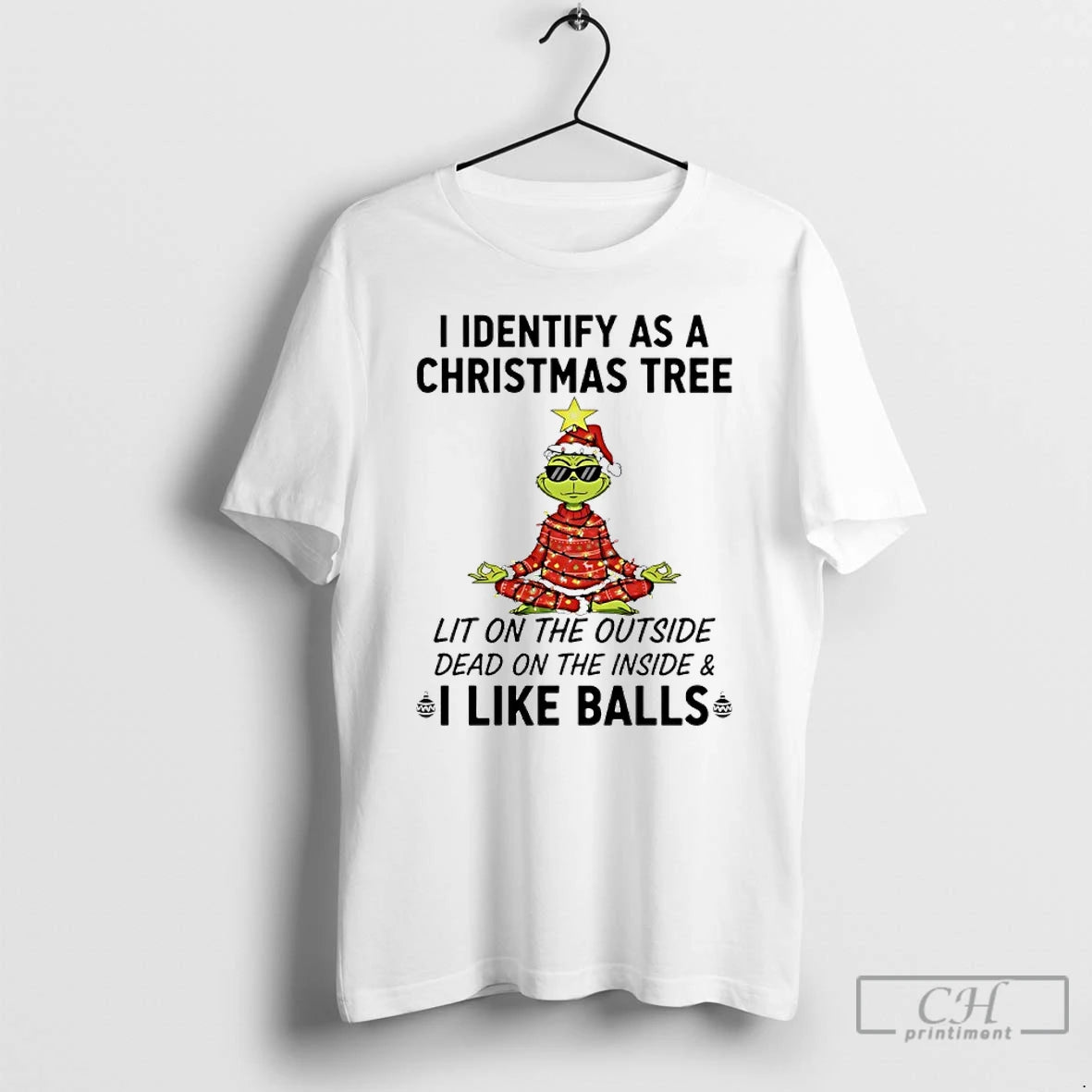 Premium Grinch Yoga I Identify As A Christmas Tree Lit On The Outside Dead On T-Shirts, Hoodie, Sweatshirt