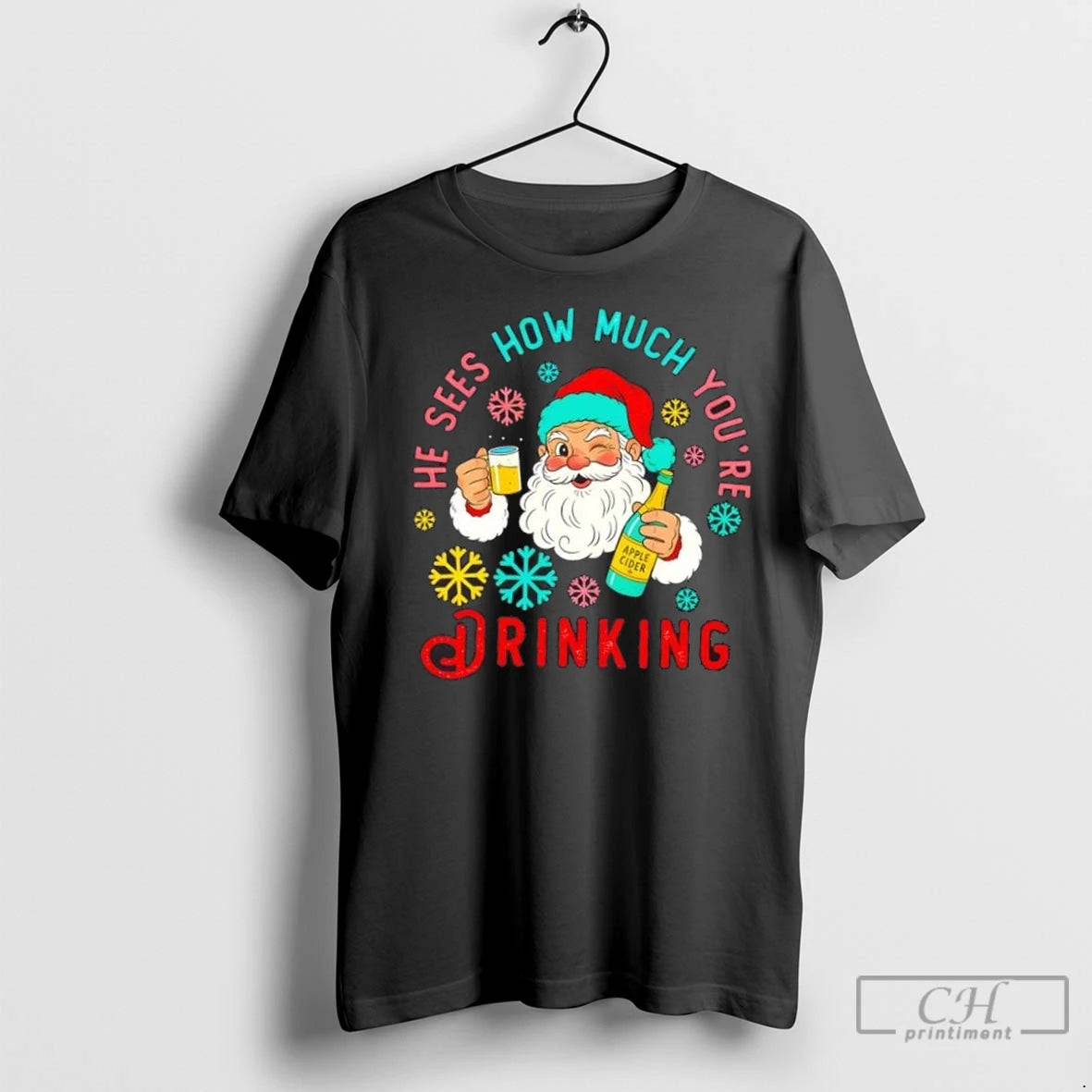 Premium He Sees How Much Youre Drinking Santa Christmas
