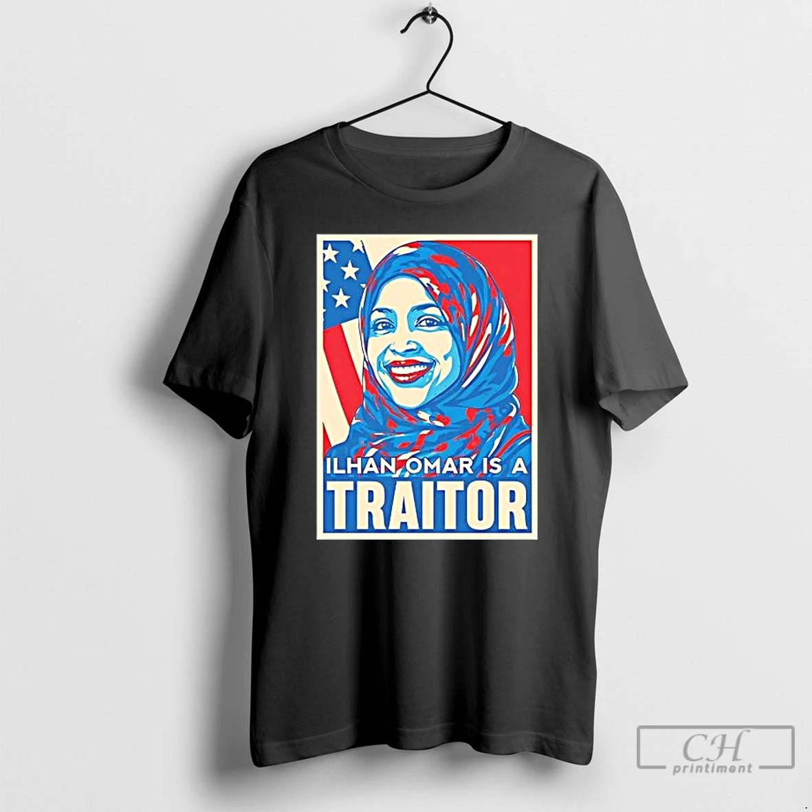 Premium Ilhan Omar Is A Traitor American Flag T-Shirts, Hoodie, Sweatshirt | RetroVerseTees.com