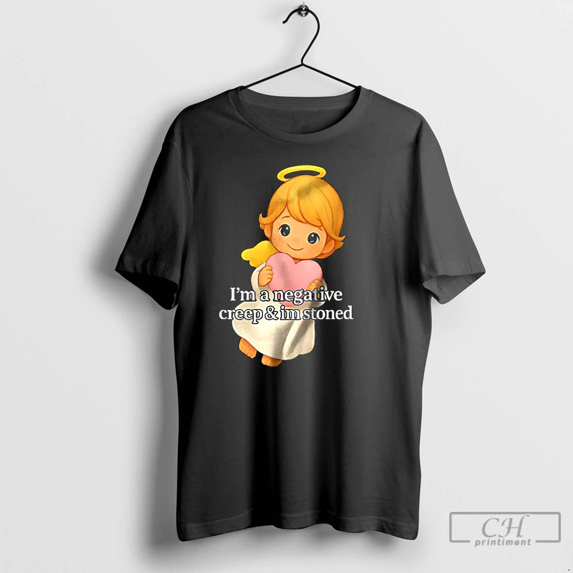 Premium Im A Negative Creep And Im Stoned Little Angel Hugging A Heart T Shirts Hoodie, Sweatshirt | RetroVerseTees.com