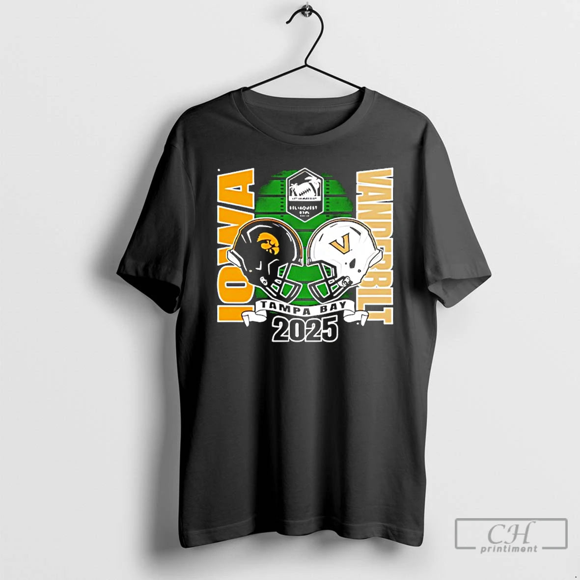 Premium Iowa Hawkeyes Vs Vanderbilt 2025 Reliaquest Bowl Head To Head T-Shirts, Hoodie, Sweatshirt | RetroVerseTees.com