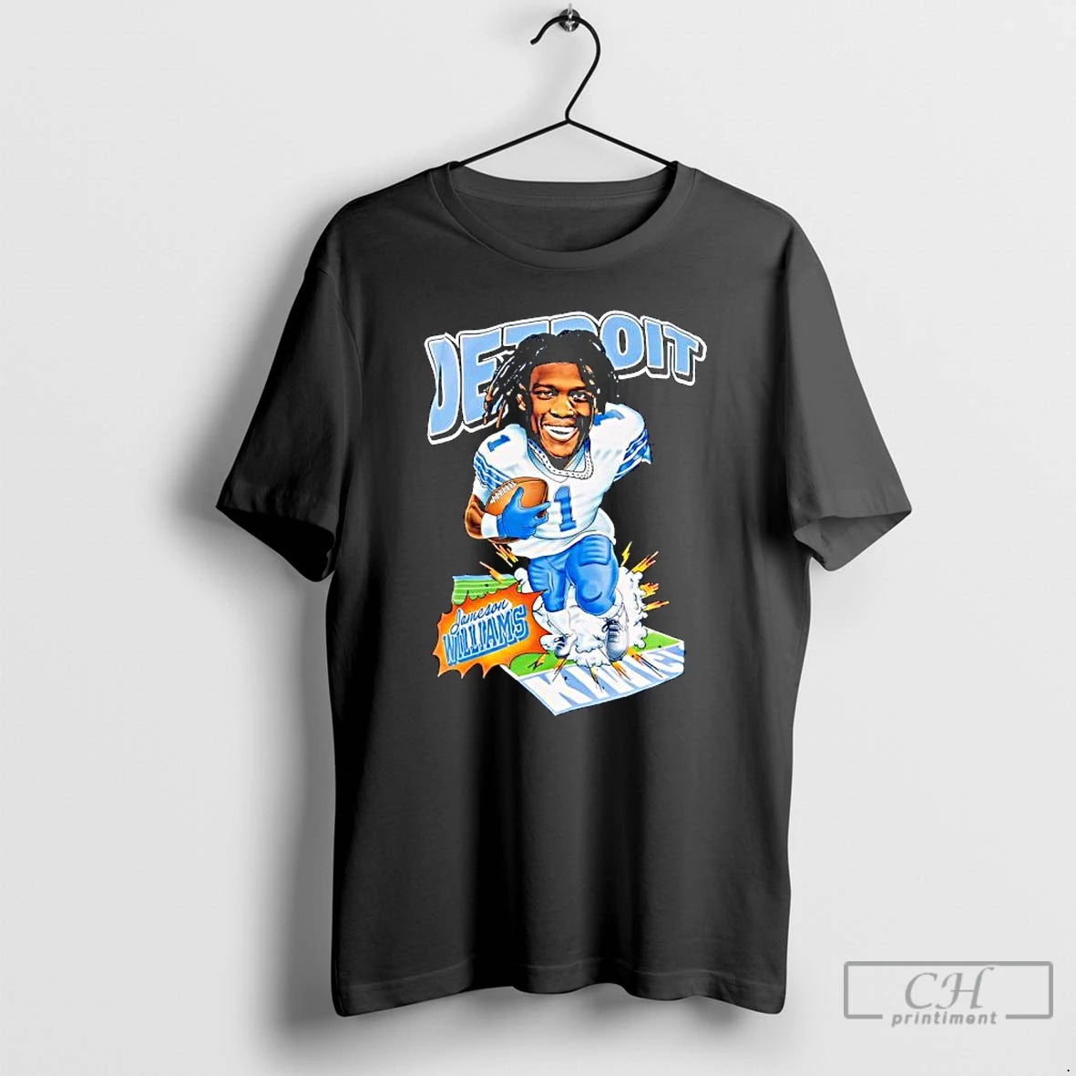 Premium Jameson Williams In A Detroit Lions Caricature T-Shirts, Hoodie, Sweatshirt | RetroVerseTees.com