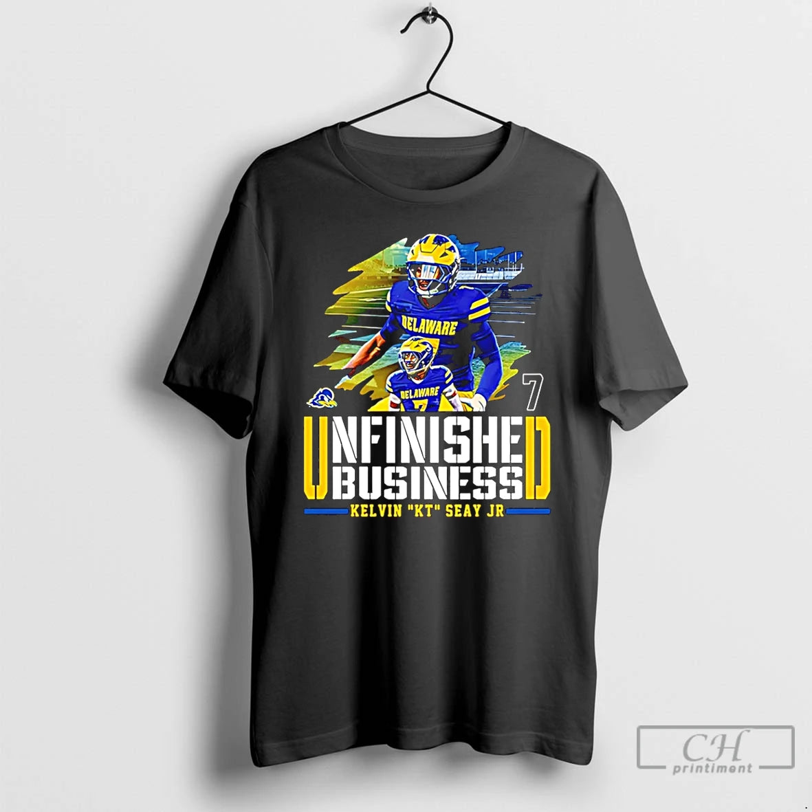 Premium Kt Seay Jr Delaware Football Unfinished Business T-Shirts, Hoodie, Sweatshirt | RetroVerseTees.com