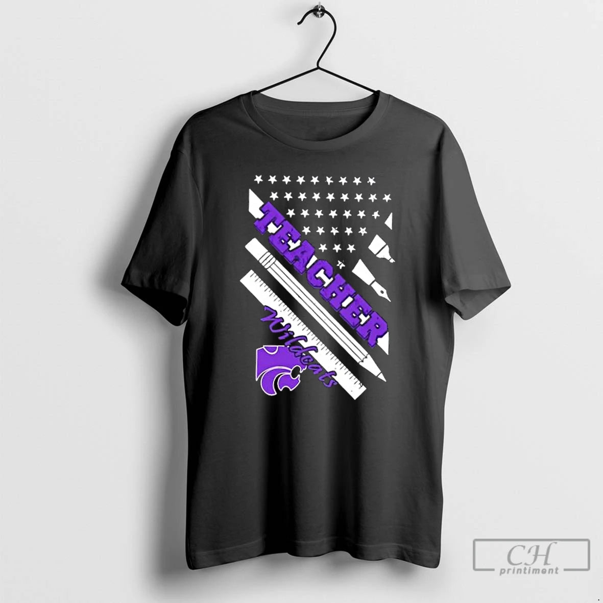 Premium Kansas State Wildcats X Teacher American Flag T-Shirts, Hoodie, Sweatshirt | RetroVerseTees.com