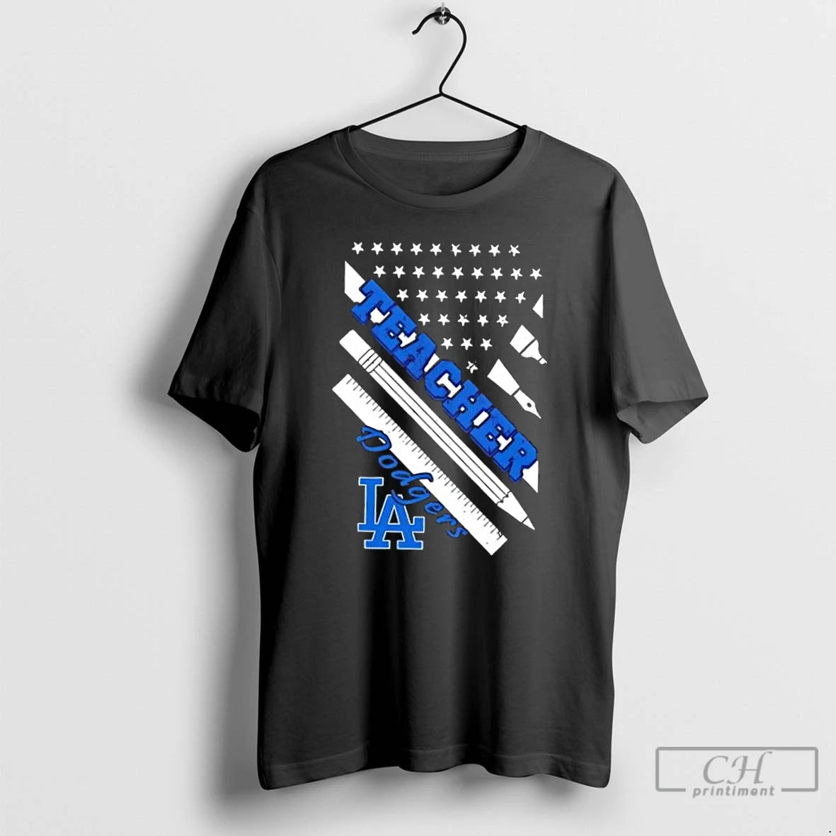 Premium Los Angeles Dodgers Baseball X Teacher American Flag T-Shirts, Hoodie, Sweatshirt | RetroVerseTees.com