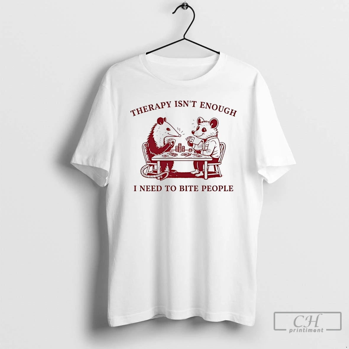 Premium Opossum Therapy Isnt Enough I Need To Bite People T-Shirts, Hoodie, Sweatshirt | RetroVerseTees.com