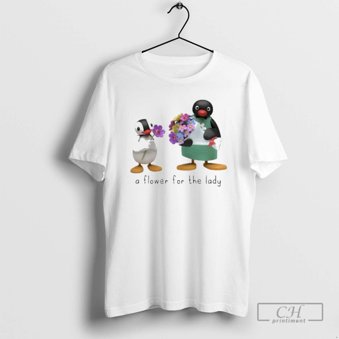 Premium Pingu And Pinga A Flower For The Lady Shirt Sweater Hoodie, Sweatshirt | RetroVerseTees.com