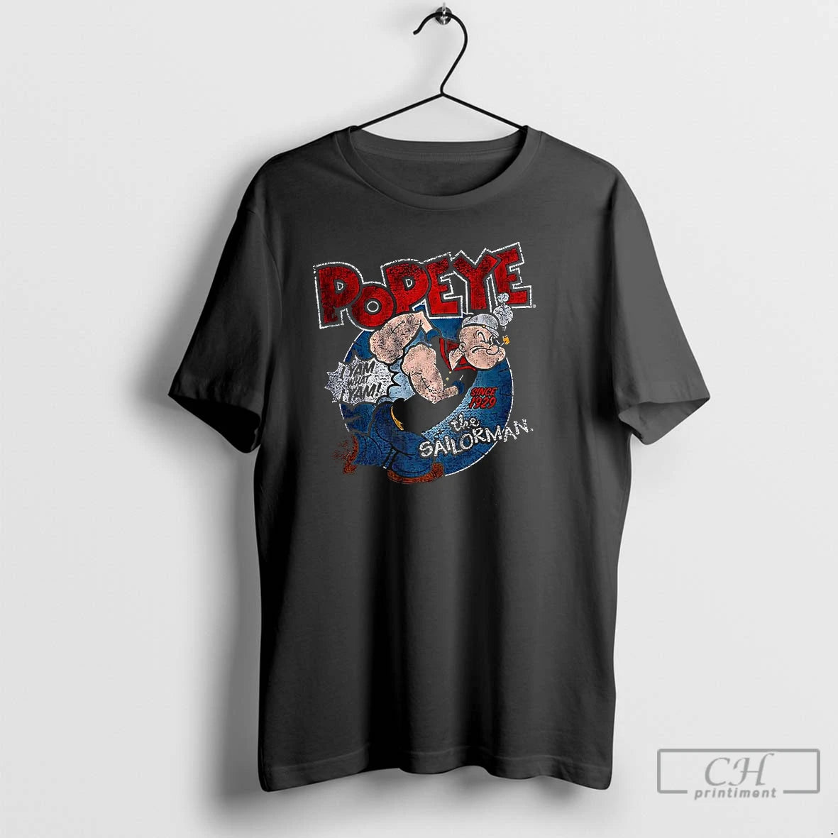 Premium Popeye The Sailorman I Yam What I Yam Cartoon T-Shirts, Hoodie, Sweatshirt | RetroVerseTees.com