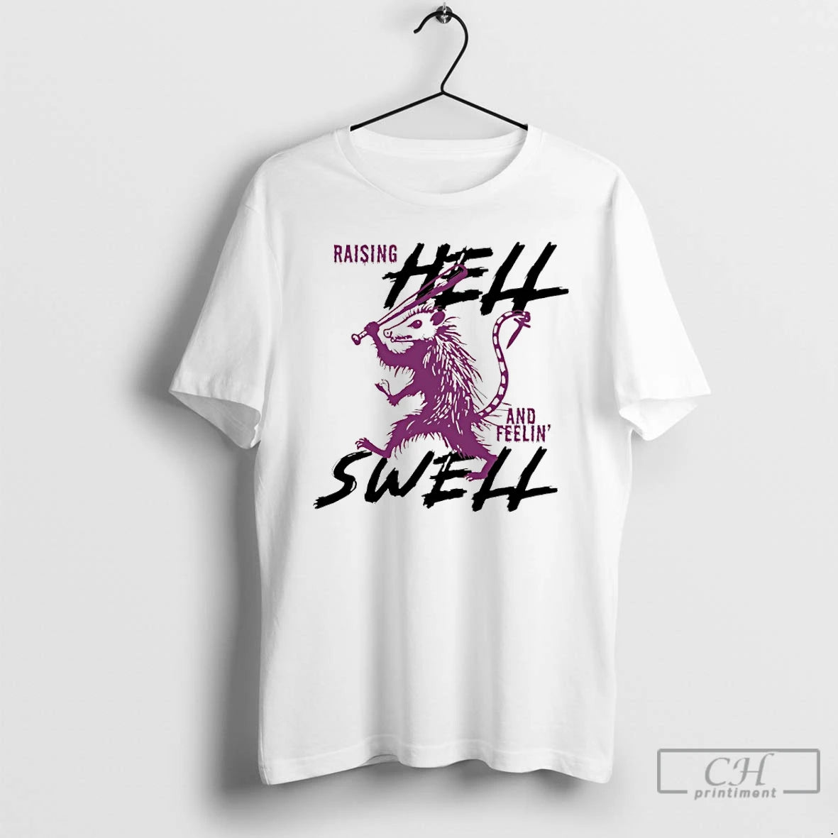 Premium Possum Raising Hell And Feelin Swell T-Shirts, Hoodie, Sweatshirt | RetroVerseTees.com