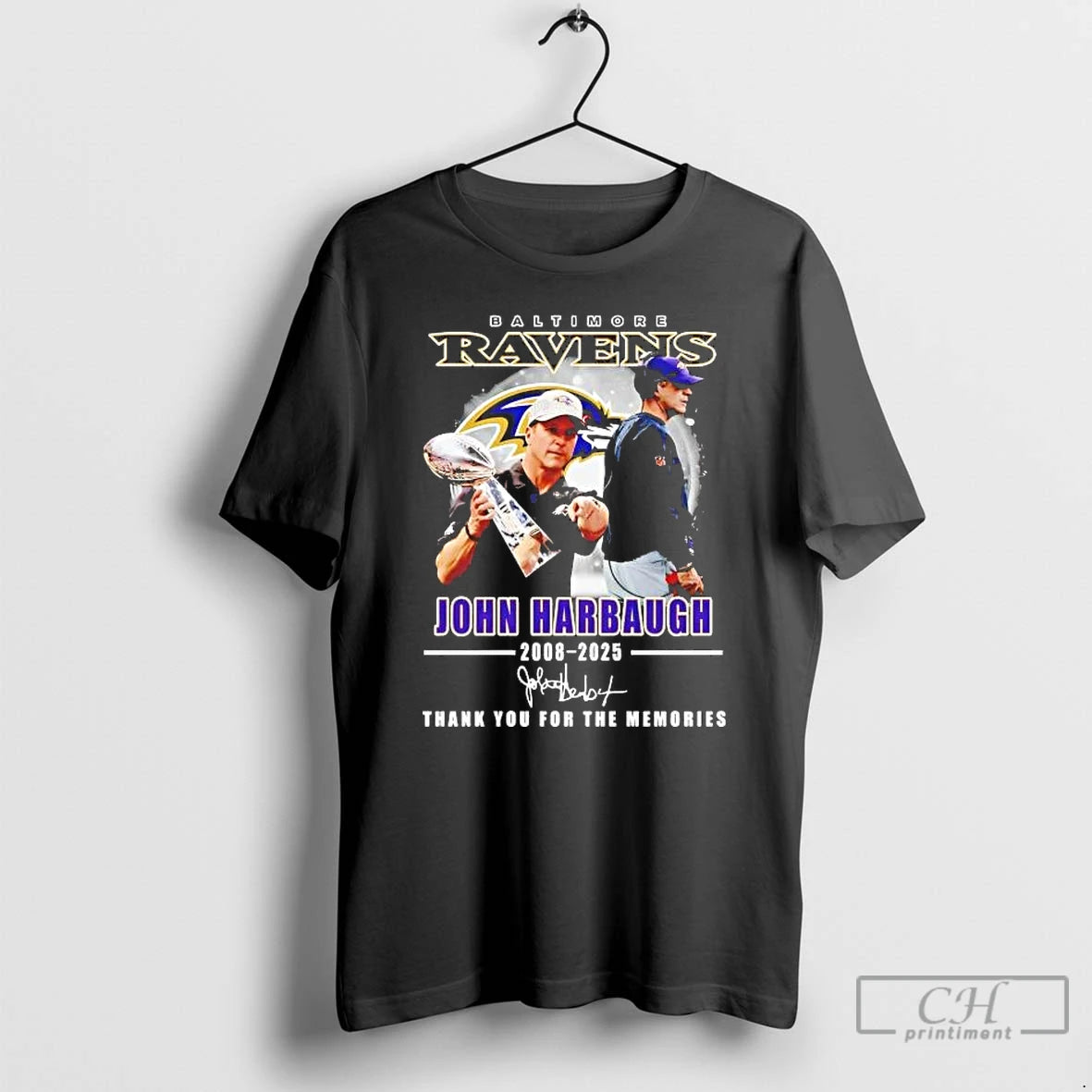 Premium Ravens John Harbaugh 2008 2025 Thank You For The Memories T-Shirts, Hoodie, Sweatshirt | RetroVerseTees.com