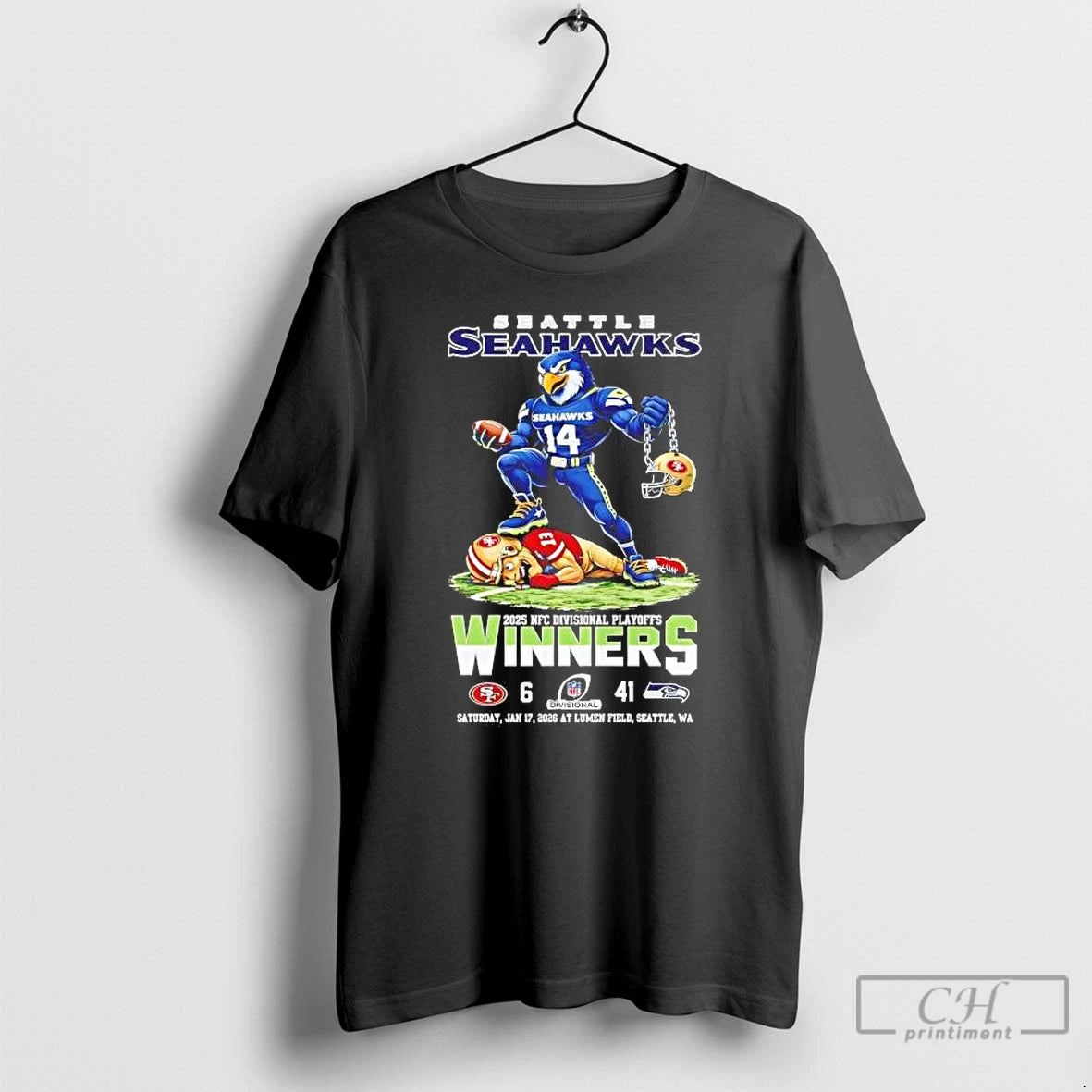 Premium Seahawks Beat 49ers Mascot 2026 At Lumen Field T-Shirts, Hoodie, Sweatshirt | RetroVerseTees.com