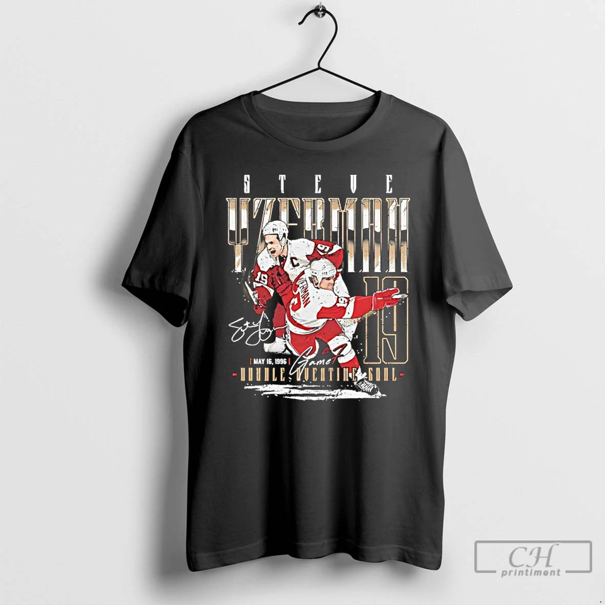 Premium Steve Yzerman 10 Game 7 1996 Double Overtime Goal Signature T-Shirts, Hoodie, Sweatshirt | RetroVerseTees.com