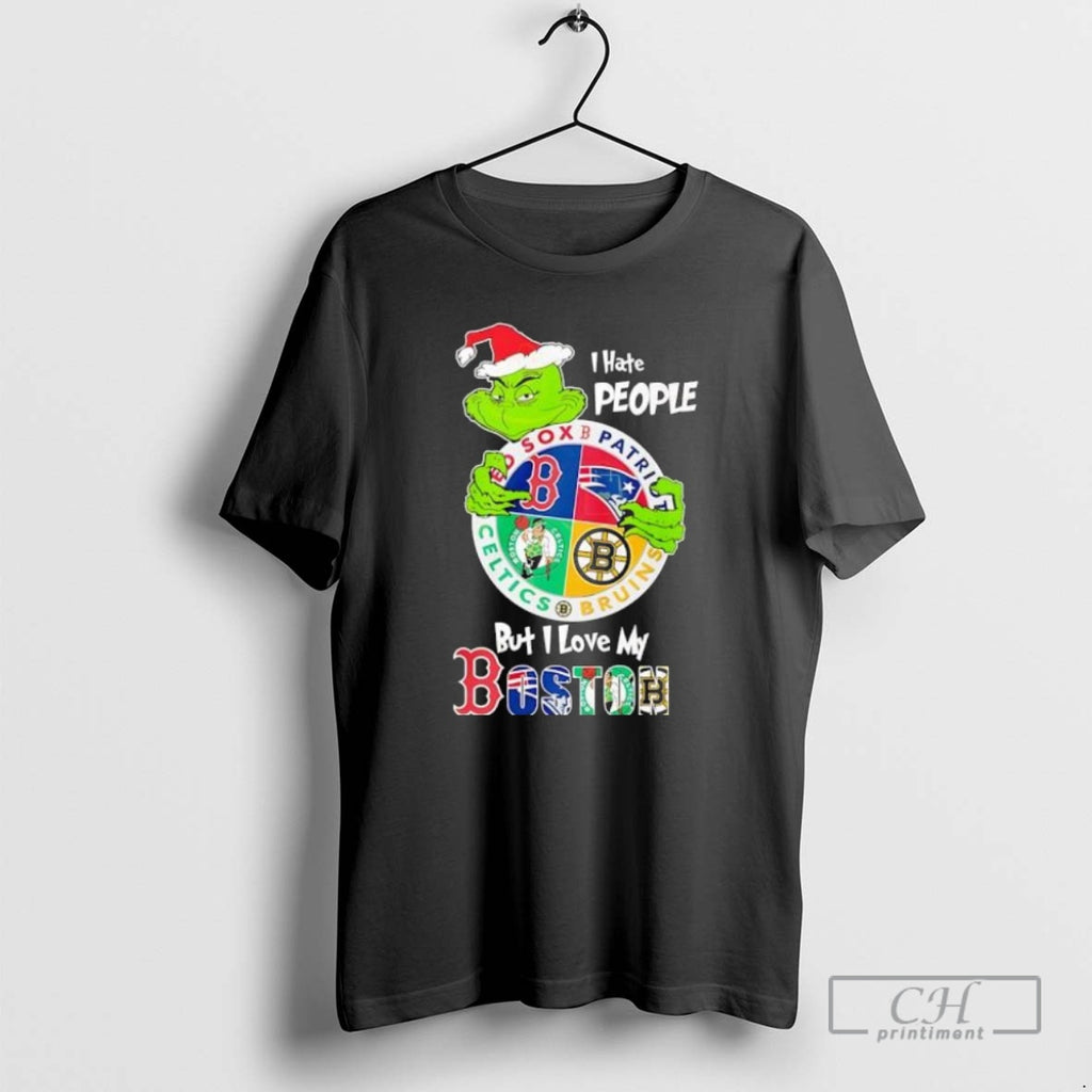 Premium The Grinch I Hate People But I Love My Boston Team Shirt Sweater
