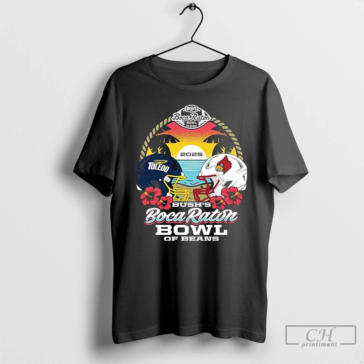 Premium Toledo Rockets Vs Louisville Cardinals 2025 Boca Raton Bowl Head To Head T Shirts Hoodie, Sweatshirt