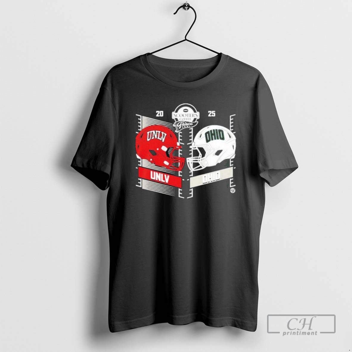 Premium Unlv Rebels Vs Ohio Bobcats Scooters Coffee Frisco Bowl 2025 Helmet Match Ford Center T-Shirts, Hoodie, Sweatshirt