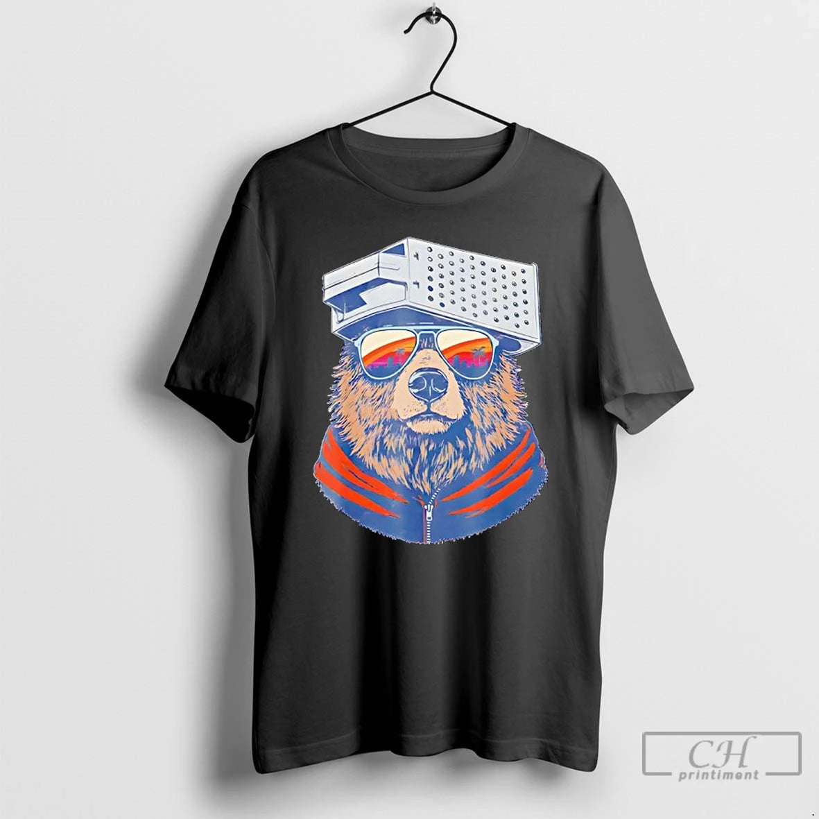 Premium Vintage Sunset Bear With Cheese Grater Hat And Sunglasses T-Shirts, Hoodie, Sweatshirt | RetroVerseTees.com