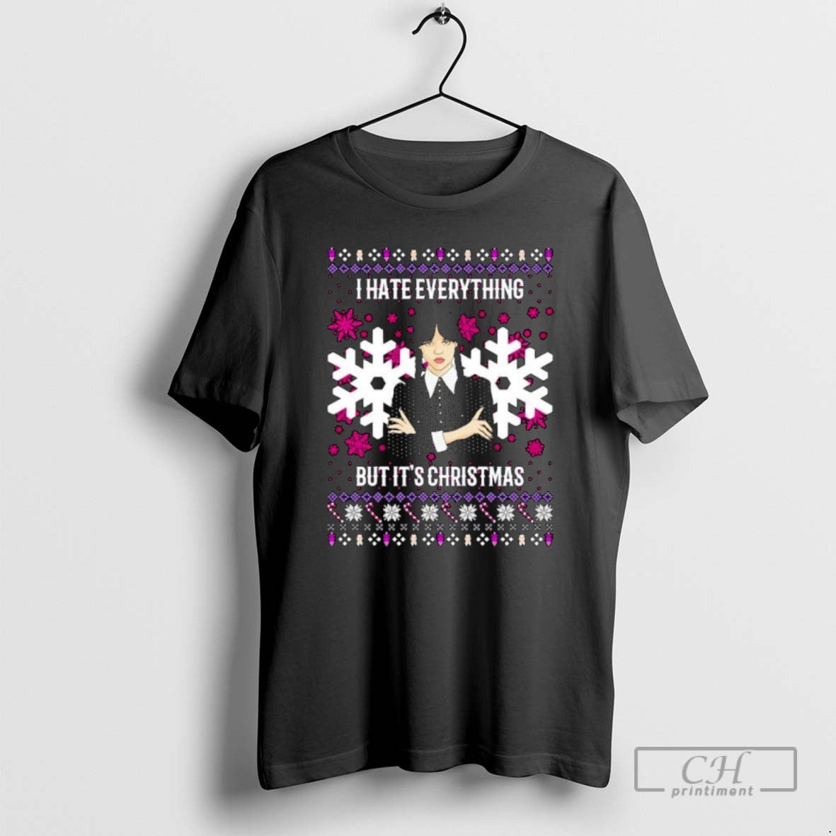 Premium Wednesday Addams I Hate Everything But Its Christmas Ugly Christmas Ornaments Shirt Sweater