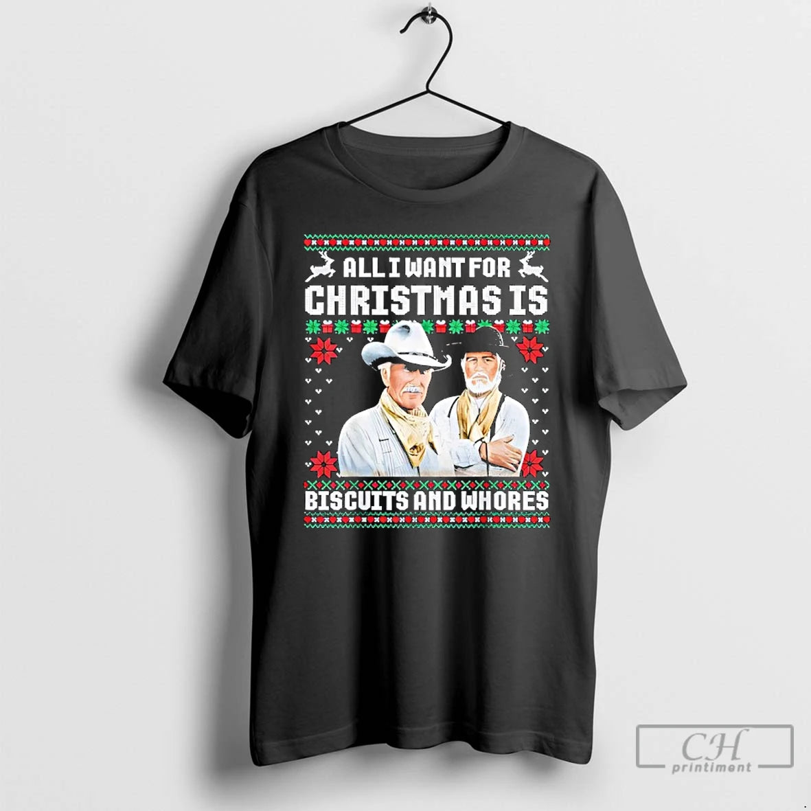 Premium Western Cowboys Biscuits And Whores Christmas Quote Retro T-Shirts, Hoodie, Sweatshirt | RetroVerseTees.com