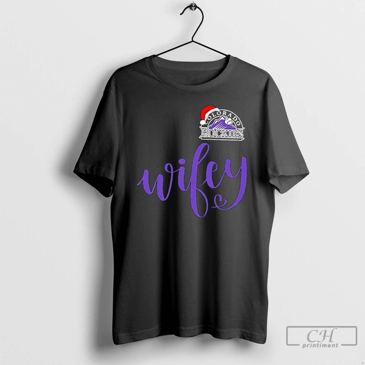 Premium Wifey Colorado Rockies Santa Hat Merry Christmas T-Shirts, Hoodie, Sweatshirt | RetroVerseTees.com