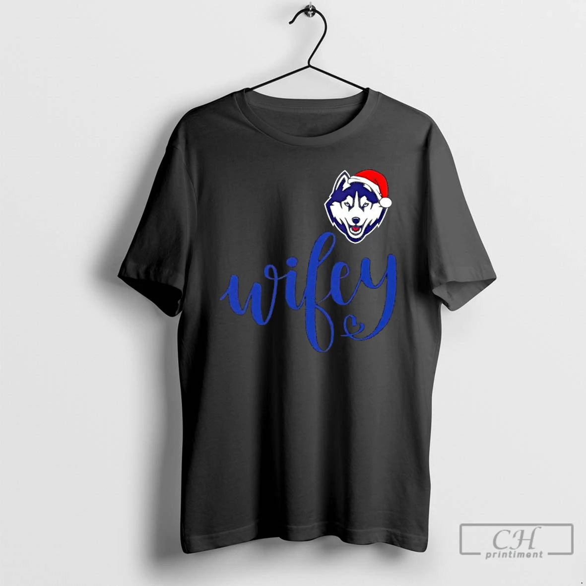 Premium Wifey Connecticut Huskies Santa Hat Merry Christmas T-Shirts, Hoodie, Sweatshirt | RetroVerseTees.com