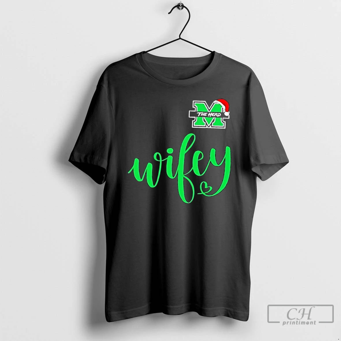 Premium Wifey Marshall Thundering Herd Santa Hat Merry Christmas T-Shirts, Hoodie, Sweatshirt | RetroVerseTees.com
