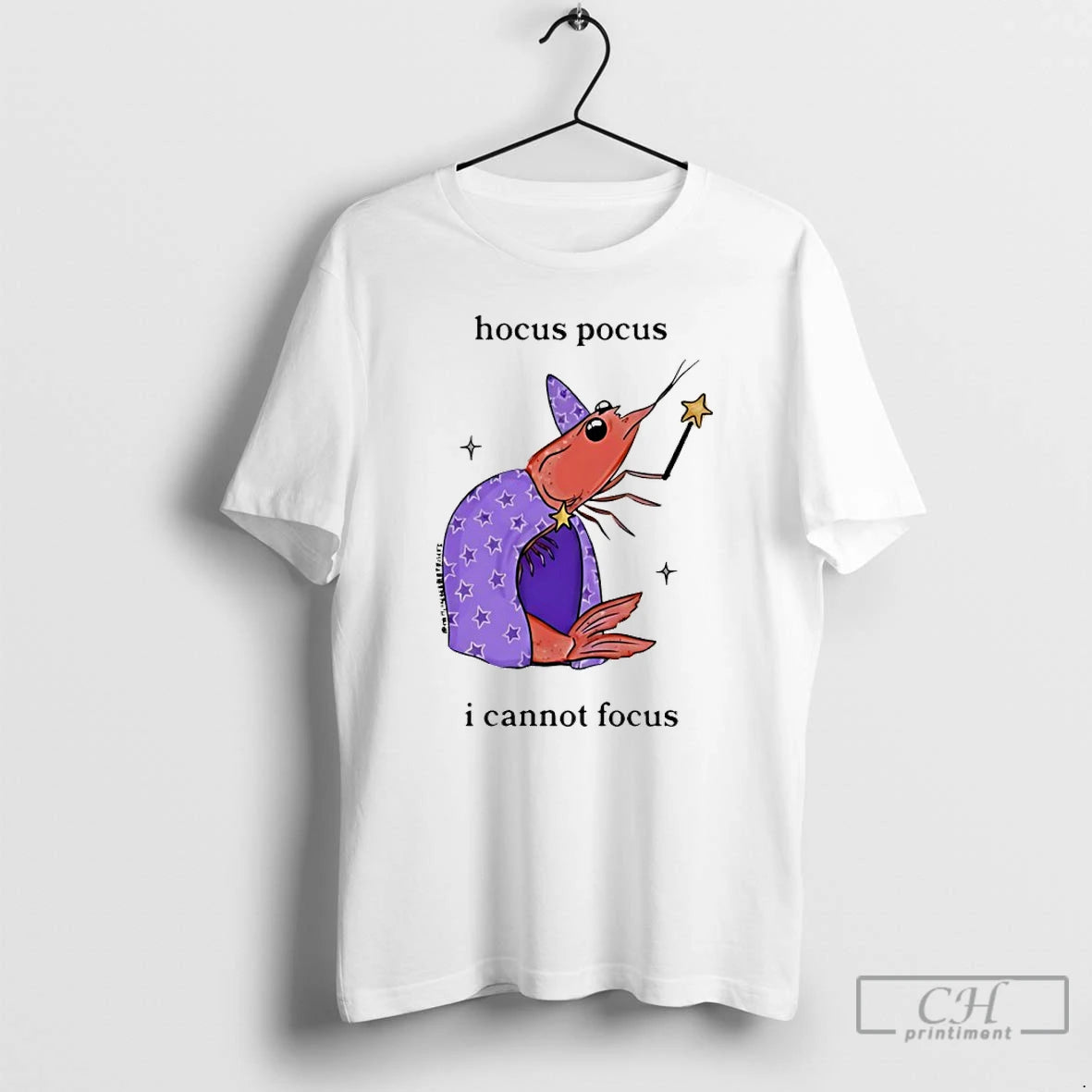 Premium Wizard Shrimp Hocus Pocus I Cannot Focus T-Shirts, Hoodie, Sweatshirt | RetroVerseTees.com