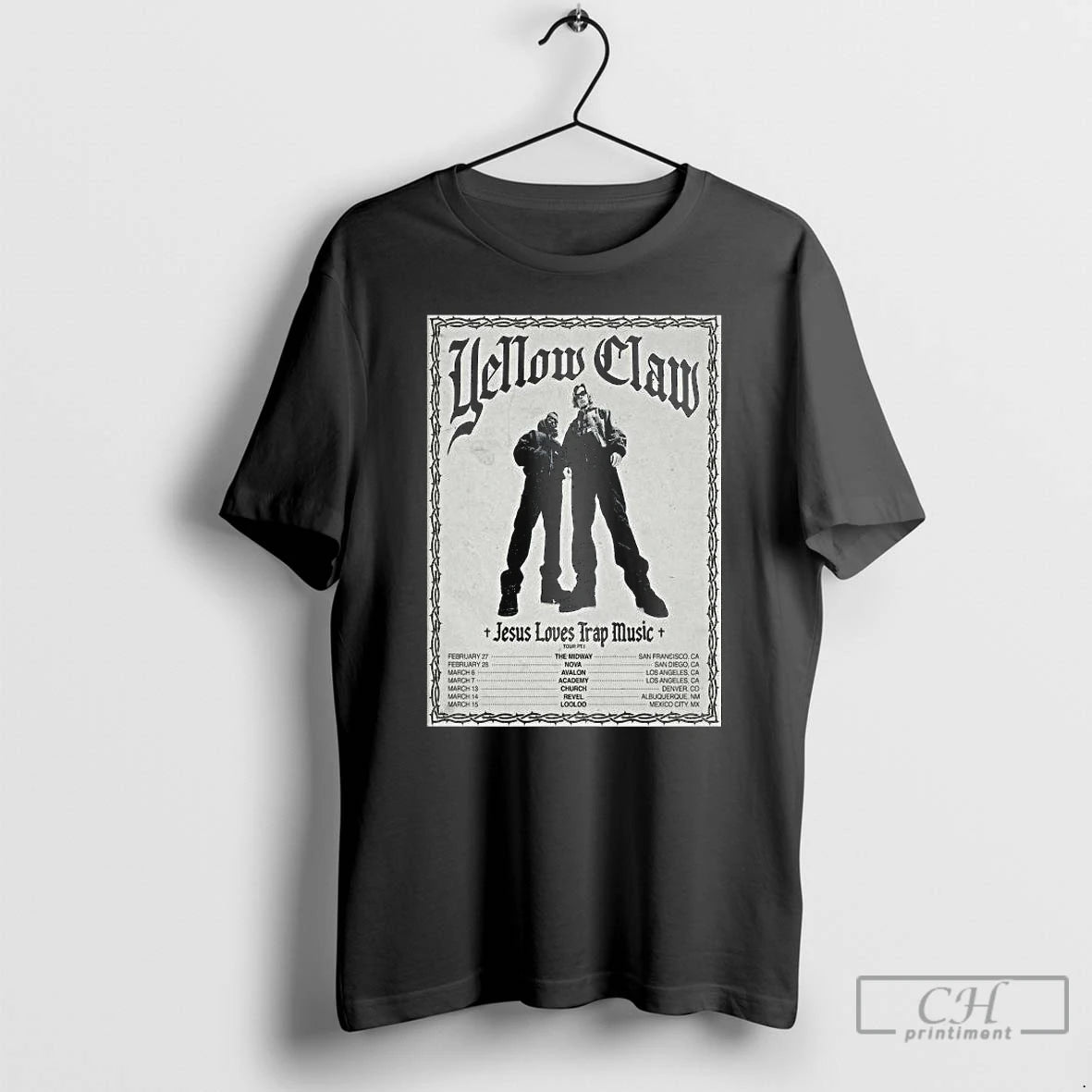 Premium Yellow M F Claw Jesus Love Trap Music 2026 T-Shirts, Hoodie, Sweatshirt | RetroVerseTees.com