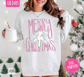 Preppy Merry Christmas Sweatshirt, Trendy Women's Holiday Crewneck T-Shirts, Hoodie | RetroVerseTees.com