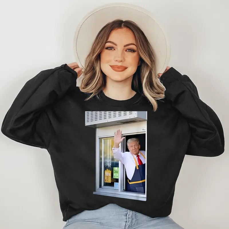 President Trump makes French fries Sweatshirt T-Shirts, Hoodie | RetroVerseTees.com