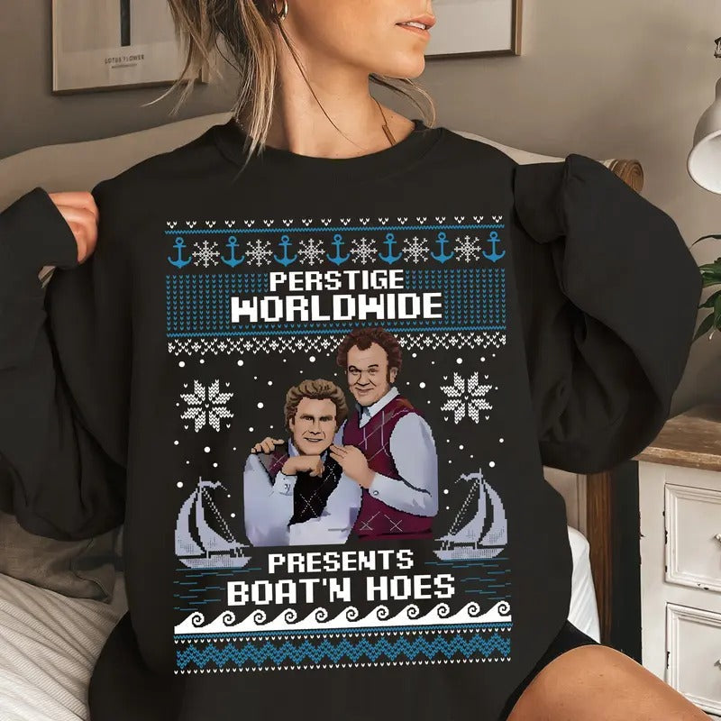 Prestige Worldwide Presents Boats'N Hoes Ugly Christmas Sweatshirt 