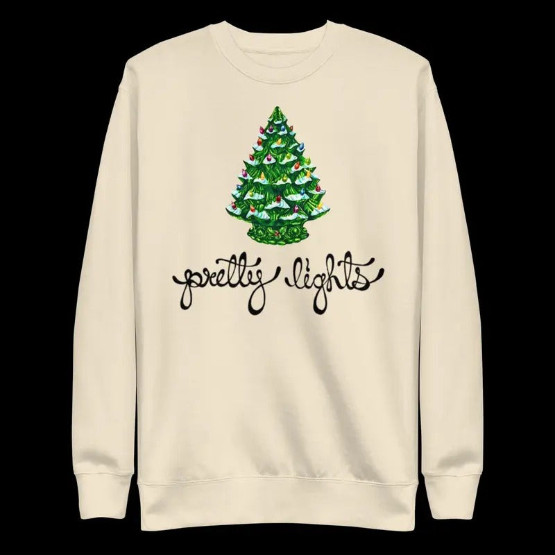 Pretty Lights Vintage Holiday Unisex Cotton Crewneck Sweatshirt T-Shirts, Hoodie | RetroVerseTees.com