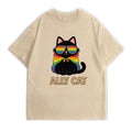 Pride Ally Cat Shirt, Retro Rainbow Colors  LGBTQ T-Shirt, Pride Month Tee Hoodie, Sweatshirt | RetroVerseTees.com