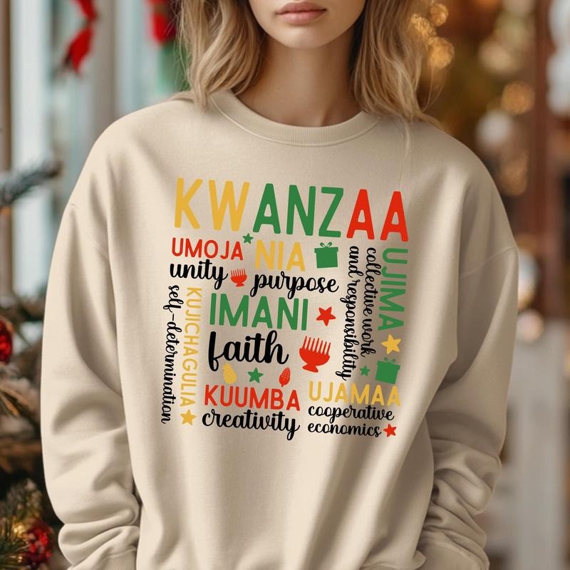 Principles Of Kwanzaa Sweatshirt, Kwanzaa Blessing T-shirt, Kwanzaa Candle Symbols Shirt, African American Holiday...