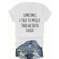 Print Crew Neck T-Shirt - FOG, Casual, Loose Fit, Short Sleeve, Fashionable Summer Top