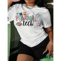 [Print Crew Neck T-Shirt] Pharmacy Teach Print Crew Neck T-Shirt, Casual Short Sleeve Top for Spring & Summer, Women'WB...