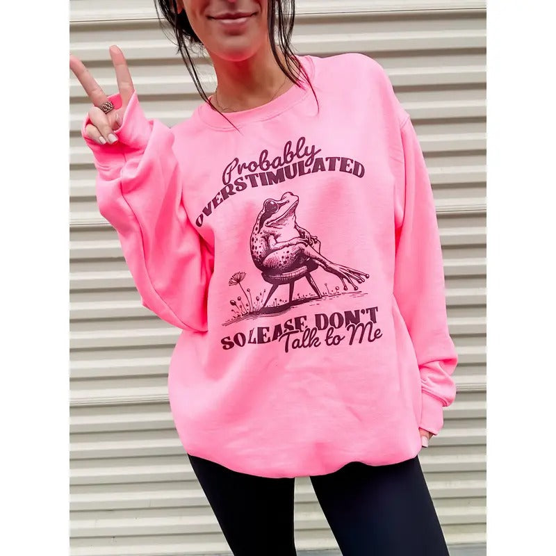 Probably Overstimulated Graphic Pullover T-Shirts, Hoodie, Sweatshirt | RetroVerseTees.com