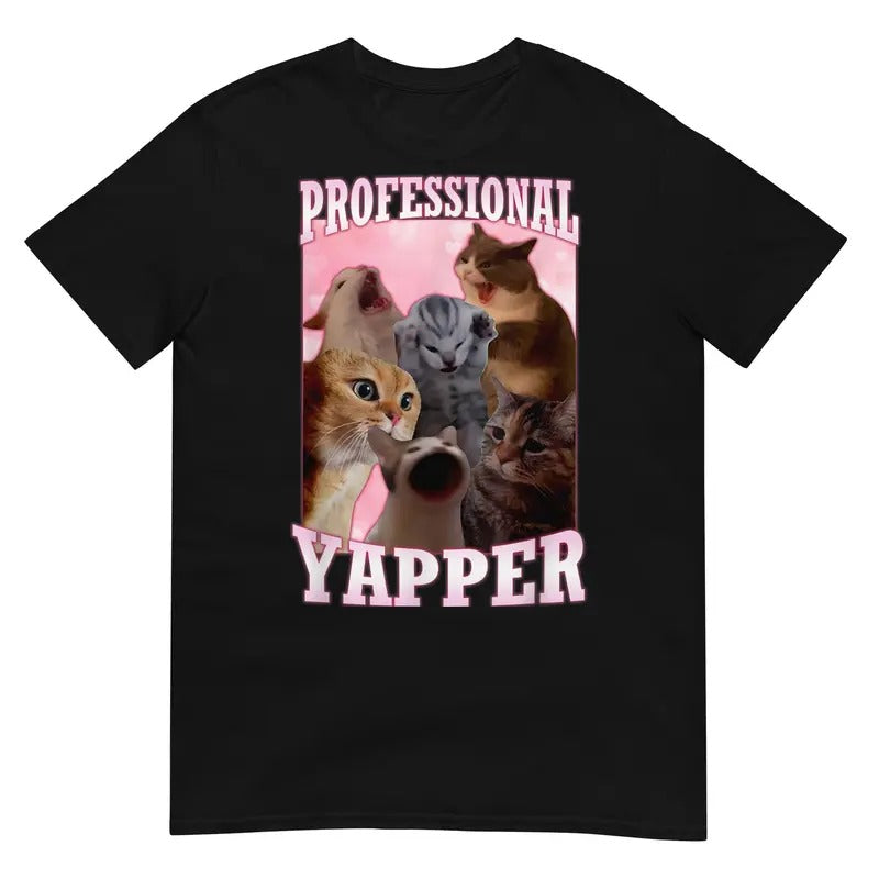 Professional Yapper Funny Cat T-Shirt Hoodie, Sweatshirt | RetroVerseTees.com