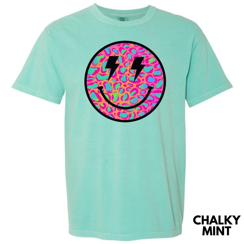 Psychedelic Leopard Happy Face Comfort Colors T-Shirt 'NLB' Hoodie, Sweatshirt | RetroVerseTees.com