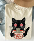 Psychedelic Ramen Cat T-Shirt, Kawaii Cat Lover Gift, Trippy Anime Shirt, Japanese Foodie Tee, Funny Kitty Ramen Lover...