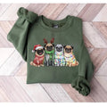 Pug Christmas Sweatshirt, Cute Pug Holiday Sweater, Reindeer Pug Sweatshirt, Santa Pug Cozy Holiday Pullover, Festive Pug...