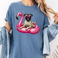 Pug Flamingo Float Dog Shirt ~ Unisex Apparel Relaxed Fit Printed In The USA Clothing Womenswear Casual Comfort Cotton...