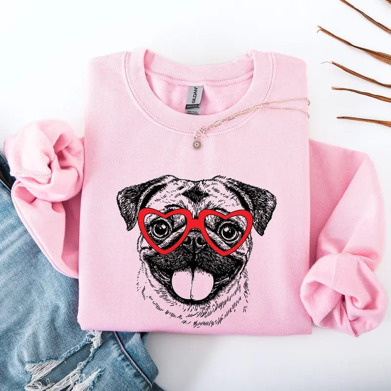 Pug, Dog Lover Apparel, Pet, Dog Breed, Cute Sweatshirt, Crew Neck, Women's, Crewneck T-Shirts, Hoodie | RetroVerseTees.com
