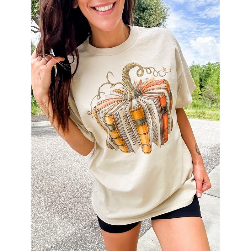 Pumpkin Book Graphic Top T-Shirts, Hoodie, Sweatshirt | RetroVerseTees.com